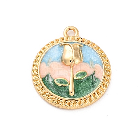 Brass Enamel Pendants KK-S502-07G-1