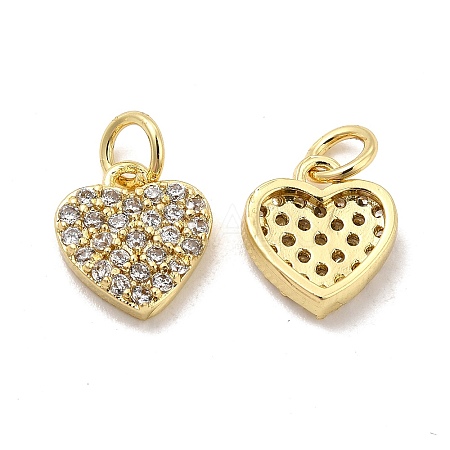 Brass Micro Pave Clear Cubic Zirconia Charms KK-E068-VB161-1