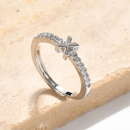 S925 Sterling Silver Adjustable Letter Rings for Women RJEW-M068-01P-X-1