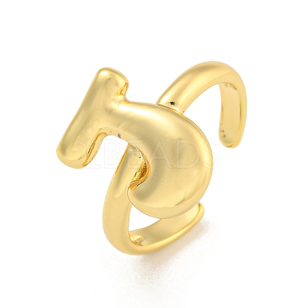 Brass Letter Open Cuff Rings for Women RJEW-G313-01J-G-1