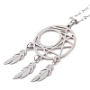 Non-Tarnish Woven Net/Web with Feather 304 Stainless Steel Pendant Necklaces for Women NJEW-G087-09P-2