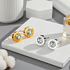 8Pcs 2 Colors 304 Stainless Steel Flat Round Stud Earrings EJEW-GO0003-12-3