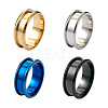 4 Colors Stainless Steel Grooved Finger Ring Settings STAS-TA0001-26E-1