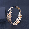 Vintage Retro Adjustable Alloy Leaf Open Cuff Bangles for Women LU8698-1