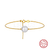 925 Sterling Silver Bangle with Natural Pearl Beaded BJEW-Z025-04G-1