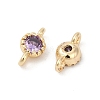Brass Cubic Zirconia Flat Round Connector Charms KK-H204-02KCG-01-3
