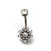 304 Stainless Steel Clear Cubic Zirconia Curved Barbell Belly Button Rings AJEW-D306-03P-01-2
