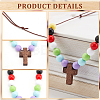 Wood Cross with Acrylic Beaded Pendant Necklaces for Women NJEW-AB00012-4