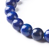 Natural Lapis Lazuli(Dyed) Round Beads Stretch Bracelets Set BJEW-JB06980-03-9