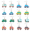 8 Pair 8 Style Resin Car Dangle Earrings with Iron Pins EJEW-AB00044-1