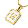 Ion Plating(IP) Rectangle with Initial Letter 304 Stainless Steel Pendant Necklace NJEW-R265-04G-H-1