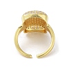 Brass with Cubic Zirconia Open Cuff Rings for Women RJEW-A035-19G-3