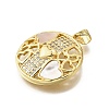 Brass Micro Pave Cubic Zirconia Shell Pendants KK-D328-16G-2