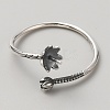 925 Sterling Silver Open Cuff Design Ring Mounts Fittings with Pearl Seat STER-WH0016-09AS-1