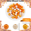 Thanksgiving Day Theme 5 Strands Spray Painted Natural Wood Beads Strands WOOD-SP0001-02C-2