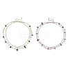 2Pcs 2 Styles Natural Amethyst Chip & Glass & 304 Stainless Steel Handmade Link Chain Double Layer Necklaces for Women NJEW-JN05363-2
