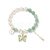 4Pcs 4 Style Round Natural Mixed Gemstone & Shell Pearl Beaded Stretch Bracelets Set BJEW-TA00191-3