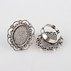 Vintage Adjustable Iron Flower Finger Ring Components Alloy Cabochon Bezel Settings X-PALLOY-O036-19AS-1