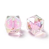 Two Tone UV Plating Rainbow Iridescent Acrylic Beads TACR-D010-02C-2