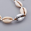 Cowrie Shell Beads Braided Bead Bracelets BJEW-JB04042-3