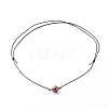 Pearl Luster Plated Round Faceted Natural Agate Pendant Necklace NJEW-JN03657-02-4