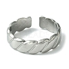 304 Stainless Steel Grooved Open Cuff Ring RJEW-L110-027P-2