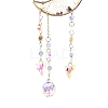 Natural Amethyst & Quartz Crystal Chips Beaded Moon Hanging Sun Catchers HJEW-M004-15-2