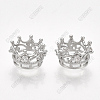 Brass with Clear Cubic Zirconia Crown European Beads KK-T035-122-M-3