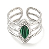 304 Stainless Steel Synthetic Malachite Cuff Rings G-Z056-03P-01-2