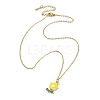 Zinc Alloy Enamel Flower Pendant Necklace with 304 Stainless Steel Cable Chains NJEW-JN04370-2