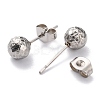Textured Round Bead 304 Stainless Steel Stud Earring Findings EJEW-O104-01P-A-4