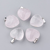 Natural Rose Quartz Pendants X-G-S219-16F-1