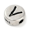 925 Sterling Silver Flat Round with Letter Beads STER-G044-01AS-V-2