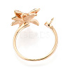Flower Brass Micro Pave Clear Cubic Zirconia Cuff Ring Settings KK-T076-68G-3