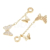 Brass Micro Pave Clear Cubic Zirconia Double Butterfly European Dangle Charms KK-H257-04G-2