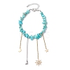 Synthetic Turquoise Chip Beaded Bracelets AJEW-JB01221-1