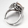 Teardrop Platinum Tone Brass Gemstone Adjustable Wide Band Rings RJEW-L062-02I-3