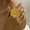 Elegant Hollow Flower Design Iron Cuff Ring for Women Wedding Party PY5913-2