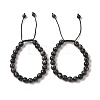 8mm Round Natural Larvikite Braided Bead Bracelets BJEW-C067-01B-07-1