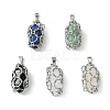 Natural Mixed Stone Stainless Steel Ring Wrapped Pointed Pendants PALLOY-JF02496-01-1
