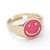 Adjustable Brass Enamel Finger Rings RJEW-Z006-E-03-1