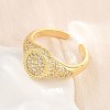 Brass Micro Pave Cubic Zirconia Cuff Rings for Women CU-CBA0A21-04G-1