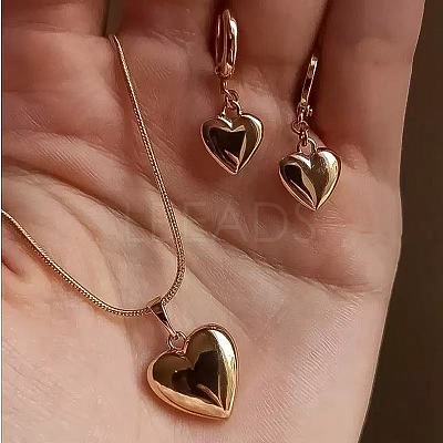 Heart Alloy Hoop Earrings & Pendant Necklaces Sets FS-WG8597C-03-1