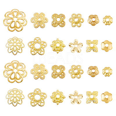 360Pcs 12 Styles 304 Stainless Steel Alloy & Brass Bead Caps FIND-HS0001-90-1