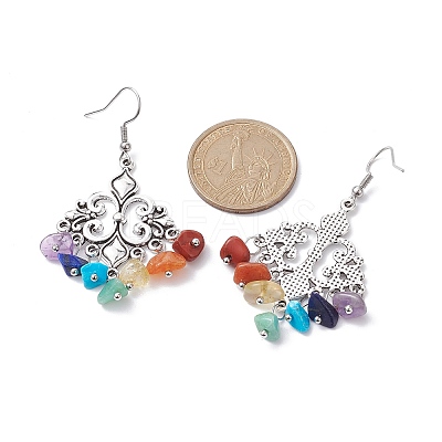 Natural Mixed Gemstone Chips Chandelier Earrings EJEW-JE05418-02-1