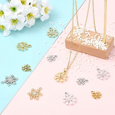 20Pcs 10 Styles Alloy Pave Clear Cubic Zirconia Pendants FIND-FS0005-18-1