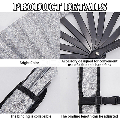 Glitter Plastic & Oxford Cloth Fan with Fan Bags AJEW-WH20022-89C-1