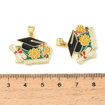 Graduation Season Brass Enamel Pendants KK-CBAF2EC-03G-C05-1
