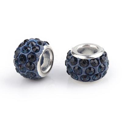 Polymer Clay Rhinestone European Beads CPDL-T001-19-1