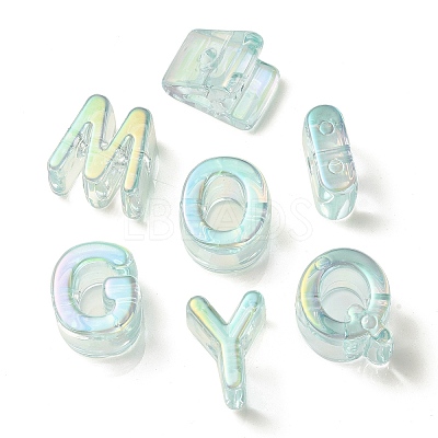 UV Plating Rainbow Iridescent Acrylic Beads OACR-C012-02H-1-1